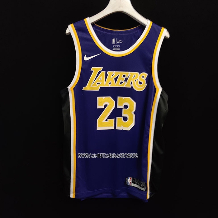 LeBron James NO 23 Camiseta Los Angeles Lakers Statement Autentico Violeta